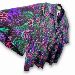 Sold 100% Pure Silk Animal Print Button Up 90s Camp Shirt from Leena Studio